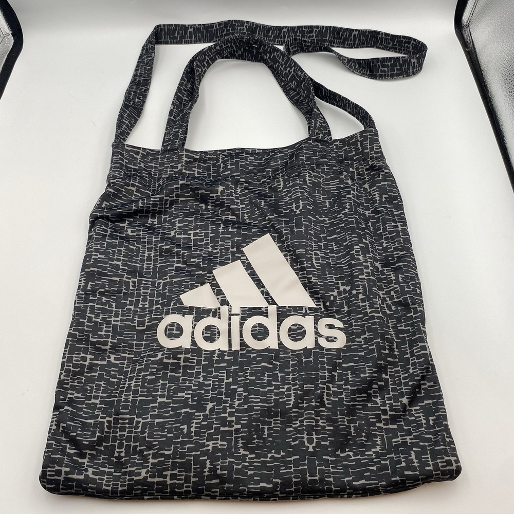Adidas Tote Shoulder‎ Handle Gym Bag Black Grey Inner Pocket 14" X 13"